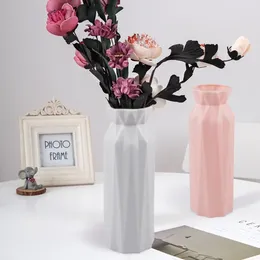 Vases Modern Plastic Vase Home For Decoration Imitation Ceramic Flower Pot Plants Basket Nordic Wedding Decorativ Dining Table Bedroom
