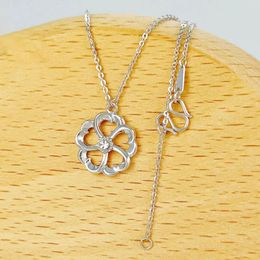 Chains Real Pure Platinum 950 Women Lucky Hollow Flower O Link Chain Necklace 4.54-4.72g