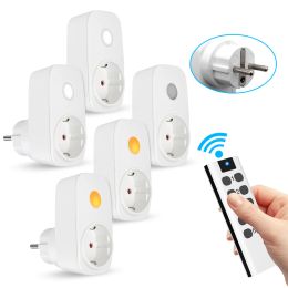 Plugs 433Mhz Universal Remote Control Power Plug 15A EU French Smart Socket Wireless Switch Programmable LED Light Electrical Outlets