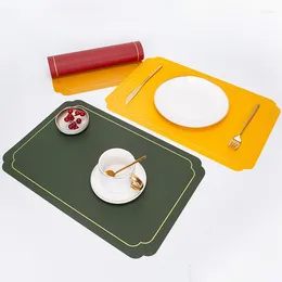 Table Mats 1Pc PVC Two-color Mat Non-slip Nordic Style Leather Placemat Waterproof Washable Oil Proof For Home El Decoration