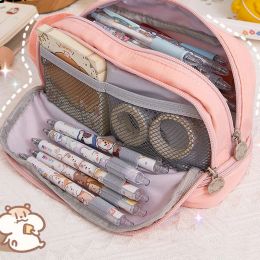 Brushes Korea Cute Pencil Cases for Girls Pencilcase Waterproof Canvas School Makeup Bag Pencil Pouch Pen Boxpapeleria Kawaii Stationery