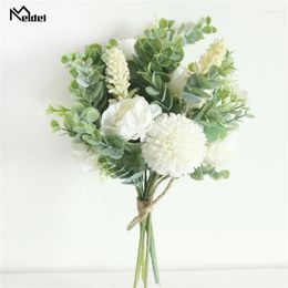 Wedding Flowers Meldel Silk Peony Lucky Ball Artificial Flower Home Decoration Fake Bouquet Party Accessories Decor