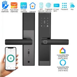 Lock Smart Door Locks Tuya WIFI Remote Unlock Fingerprint Password IC Card NFC Key Remote Control Unlock TTlock Work with Google Home