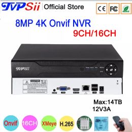 Recorder Remote Control 12V 3A Max 14TB Hi3536E XMeye Audio H.265+ 8mp 4K 16CH 16 Channel 9CH Face Detection Onvif CCTV DVR NVR