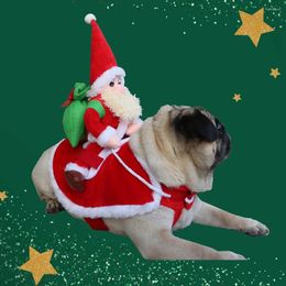 Cat Costumes Christmas Dog Clothes Winter Coat For Small Medium Pet Clothing Riding Santa Claus Apparel