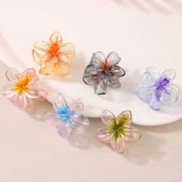 4cm Mini Sweet Glitter Flower Hair Claw Simple Hairgrip Flower Hairpins For Women Girls Hair Styling Tools Hair Accessories Gifts 015