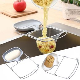 Kitchen Storage Drain Rack Soap Tray Cloth Rag Drying Garbage Philtre Placement Suction Cup Drainage