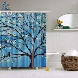 Shower Curtains Decorative Abstract Trees Curtain Fabric Waterproof Colourful Polyester Printing Bath Window For Bathroom Decor