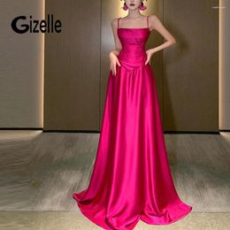 Casual Dresses Gizelle High Quality French Fashion 2024 Sexy Strapless Formal Occasion Women's Simple Birthday Party Prom A-line Long Dress