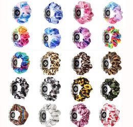 Scrunchies Apple Watch Bands 3840mm 4244mm Women Cloth Pattern Printed Fabric Wristbands Straps Elastic Scrunchy Band for iWatc5917426