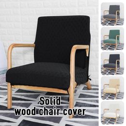 Chair Covers Solid Color Cover Stretch Armchair Jacquard Wood Arm Slipcover Protector With Zipper Living Room El Decor