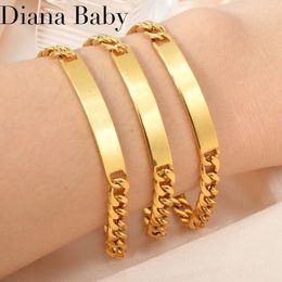 Charm Bracelets 6mm Gold Colour Stainless Steel Name Custom Bracelet Personalised Nameplate DIY Jewellery For Women Men Gifts