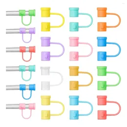 Disposable Cups Straws 36Pcs Reusable Silicone Straw Cover Colourful Dust-Proof Plug For 8mm Home Kitchen Party Decoration