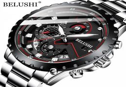 BELUSHI Mens Watches Stainless Steel Top Brand Waterproof And Shockproof Luminous Pointer Chronograph Sport Wristwatch Relogio Mas8789060