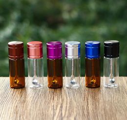 Latest Glass bottle Snuff metal cover smoking Accessories Vial Spoon Spice Snorter Pill box storage Case Container Stash Oil Rigs