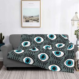 Blankets Blue Evil Eye Blanket Flannel Decoration Breathable Lightweight Thin Throw For Bed Office Bedspread