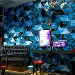 Wallpapers Wallpaper 3D Wall Covering For KTV Disco Dance Hall Corridor 53cm X 9.5m Flashy Triangle Red Blue Green Black Purple Orange