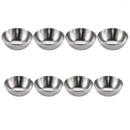 Plates 8 Pcs Spices Silver Sauce Dish Dishes Chilli Seasoning Dipping Bowls Stainless Steel Sauces Soy Holder