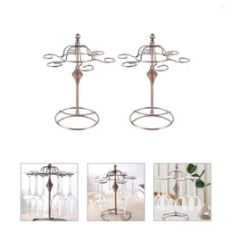 Kitchen Storage 2 Pcs Glass Rack Glasses Upside Down Creative Cup Vintage Holders Iron Wire