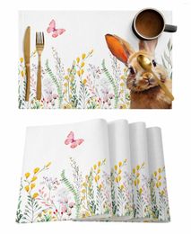 Table Mats 4/6 Pcs Easter Flowers Butterfly Kitchen Placemat Dining Decor Mat Home Coffee Tea Pad Cup