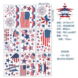 Window Stickers Independence Day Sticker Electrostatic American Flag Glass Door Decorative Decal For Water