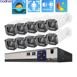 System Gadinan 5MP POE Security Camera System Kit Two Way Audio 4K NVR Color Night Vision CCTV Outdoor IP H.265+ Video Surveillance Set