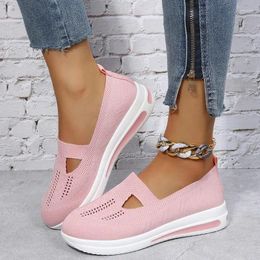 Casual Shoes Mesh Breathable Women Sports 2024 Summer Fashionable Knitted Comfortable Walking Wedge Lightweight Work