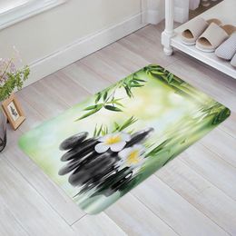 Carpets Green Bamboo Leaves Flower Home Doormat Decoration Flannel Soft Living Room Carpet Kitchen Balcony Rugs Bedroom Floor Mat