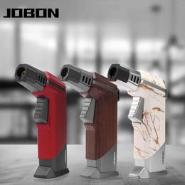 New JOBON Strong Blue Flame Spray Gun Iatable Lighter Fire Lock Anti Slip Base Without Gas Lighter Outdoor BBQ Kitchen Cigar Lighters