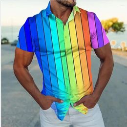 Men's Casual Shirts European And American Cross-border Foreign Trade Digital Printing Striped Long-sleeved Shirt For Men Amazon