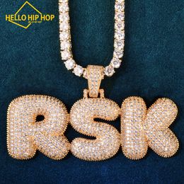 Hello hip-hop Custom Men Necklace Bubble Letter Name Pendant Make Number Symbol Cubic Zirconia Rock Jewellery