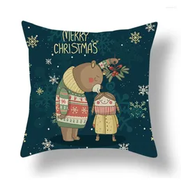 Pillow 45X45CM 2024 Cartoon Dark Green Christmas Playful And Cute Santa Claus Holiday Pillowcase