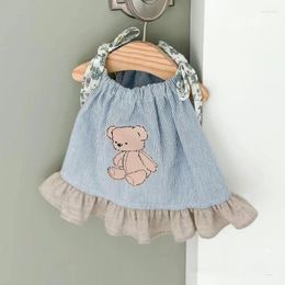 Dog Apparel Fashion Bear Dress Pet Clothing Princess Skirt Dogs Clothes Cat Small Print Cute Thin Summer Blue Girl Yorkshire Accessories