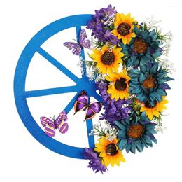 Decorative Flowers Wreath Decor Vibrant Spring Sunflower Realistic Front Door Ornament With Artificial Simulation For A Colorful Decoration
