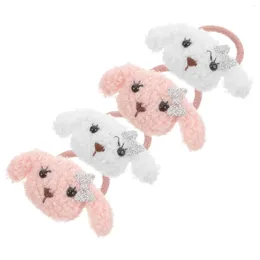 Dog Apparel 4 Pcs Birthday Decoration Girl Accessories Small Dogs Party Hair Ties Rope Bands Pet Headdress Fabric Baby Hairbands