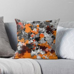 Pillow Orange And Grey Paint Splatter Throw Decor