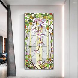 Window Stickers Privacy Windows Film Orchid Flower Stained Glass Static Cling Decorative Frosted Films Coverings