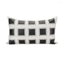 Pillow Nordic Geometric Cover Home Decor Black Plaid Leather Sofa Case Decoration Luxry Classic Throw Covers