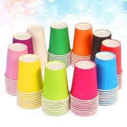 Disposable Cups Straws 100pcs Colorful Pure Color Children DIY Paper Kraft (Random Color) Wooden For Coffee