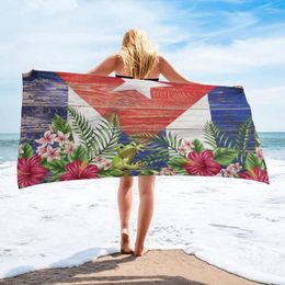Towel Puerto Rico Flag Frog Flower Vintage Wood Outdoor Sports Swimming Bath Quick-Drying Microfiber Printed