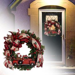 Decorative Flowers Christmas Wreath Red Car Decor Winter With Berries Decoration Green Leaves For Outdoor Garden Wall Year