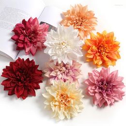 Decorative Flowers 2Pcs 14cm Dahlia Artificial Party Home Decor Mariage Wedding Decoration Fake DIY Bride Wreath Gift Accessories