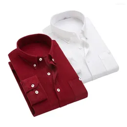 Men's Casual Shirts Men Long Sleeve Shirt Lightweight Stylish Corduroy Slim Fit Lapel Tops For Office Spring