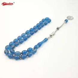 Strand Blue Tasbih 33 Resin Beads Metal Tassel Special Color Islam Bracelet Man's Muslim Rosary