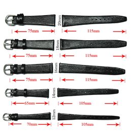 YQI 12mm 14mm 16mm 18mm 20mm Watch Strap Lizard Calf Genuine Leather Watchband Thin Soft Black Watch Band For Woman Man watches 240320