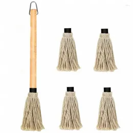 Tools 5pcs Primary Colours Wooden Handle Barbecue Brush With 4 Heads Replaceable Grill Basting Mop