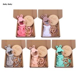 Bangle Q81A 5pcs/set Safety Baby Pacifier Chain Photoshoot Headband Teether Cartoon Photography Bangle Baby Chew Teether Toy