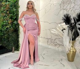 Dusty Pink Prom Dresses Modest Middle East Church With Off Shoulder Party Gown8870663