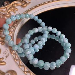 Dekorative Figuren 8mm natürliches Larimar Armband Energy Reiki Kristall Aura Heilung Yoga Elastizität Paar Schmuck Geschenk 1PCS