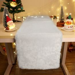 Modern Wedding Table Runner Home Decoration Christmas Snowy White Party Fluffy Soft Luxury Cover Thick Faux Fur Rectangle 240325